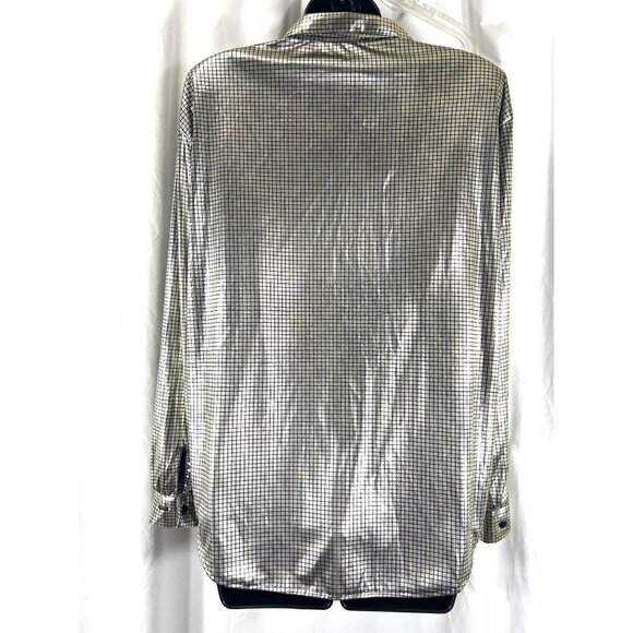 Vintage Silver Lamé Metallic Blouse Dancing Queen Disco Fairy Power Glam 40Bust - Picture 5 of 7